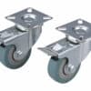 Swivel Castors with Brake and Grey Rubber Wheels
