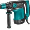 Teal/black power drill "Drilling Hammer" with side handle & cord, SDS plus, 7J, anti-vibration system.