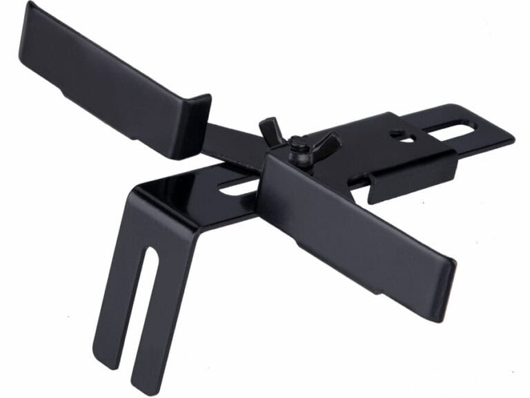 Longitudinal leash with a black metal design, adjustable angled arms, and a central pivot.