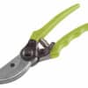 Gardening scissors, 200mm, green handles, stainless steel blades on a white background.