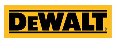 DeWalt logo with bold black letters on a yellow rectangle.