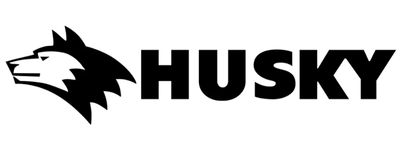 Black and white logo with a stylized husky head on the left and "HUSKY" in bold capitals on the right.