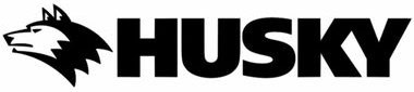 Black and white logo with a husky head silhouette facing left beside bold, uppercase "HUSKY" text.