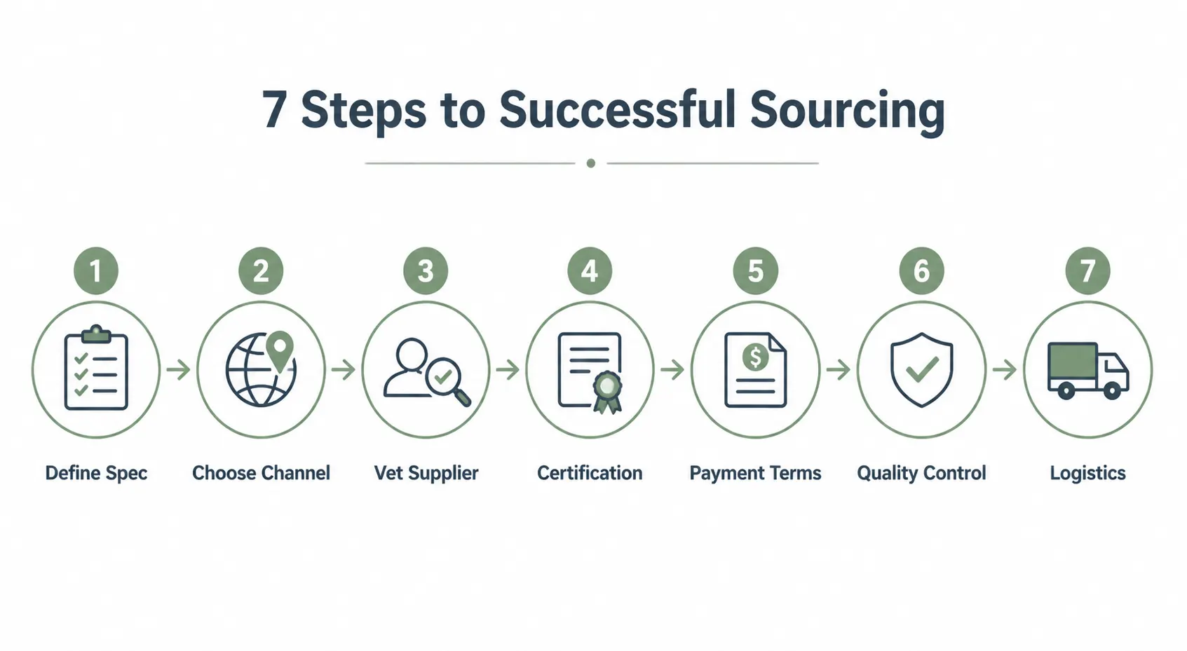 7-step process infographic for importing power tools from China
