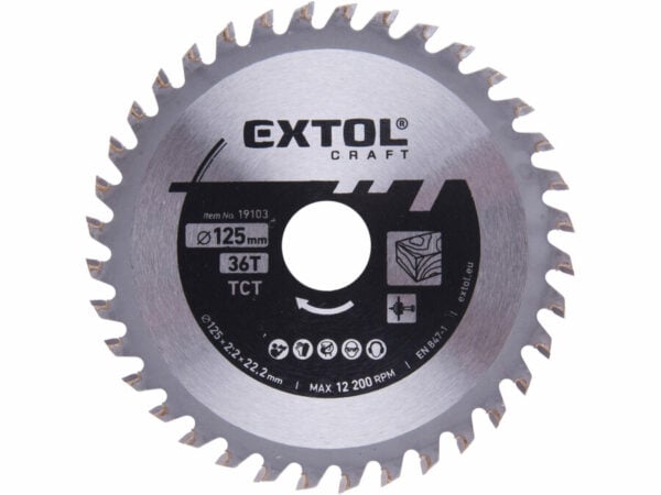 Circular Saw Blade with Carbide Teeth, 125 x 2.2 x 22.2 mm, 36T