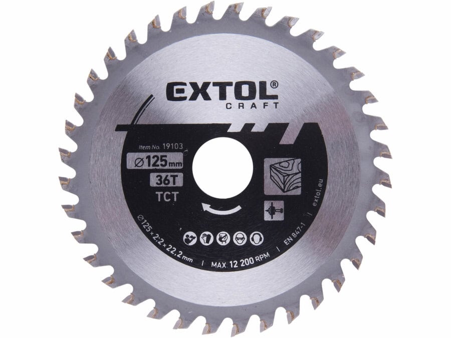 Circular Saw Blade with Carbide Teeth, 125 x 2.2 x 22.2 mm, 36T