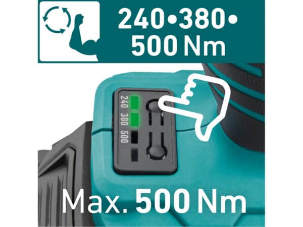 Clé à chocs sans balais, 1/2", SHARE20V, 500 Nm, batterie et chargeur non inclus