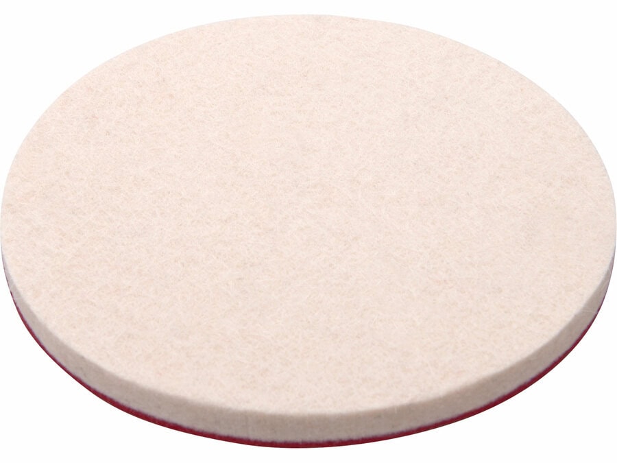 Tampon de polissage plat en feutre de laine avec VELCRO, Ø 125 x 7 mm