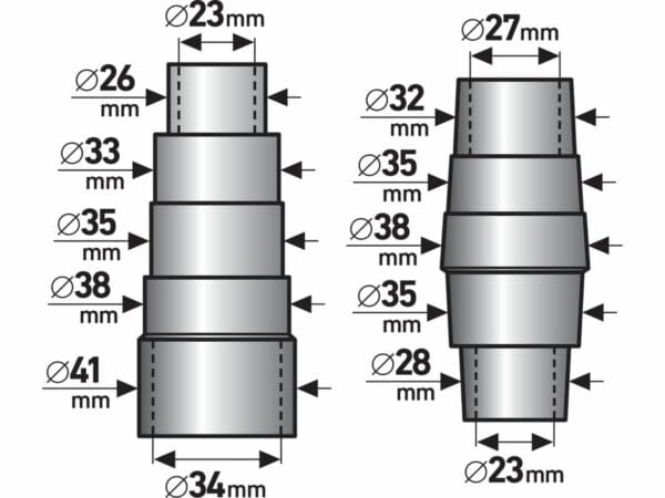 Staubabsaugadapter, 2 Stück, 26–41 / 28–38 mm
