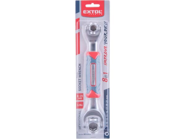 8-in-1 Double-Ended Socket Wrench, 8-21 mm, CrMo