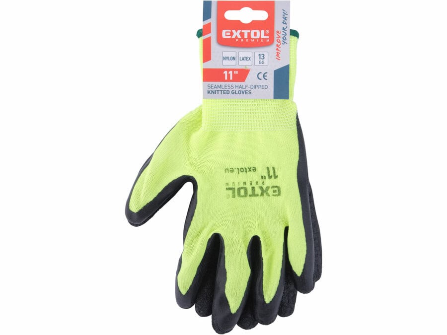 Seamless Nylon Gloves, Latex-Coated Palm and Fingers, Size 11