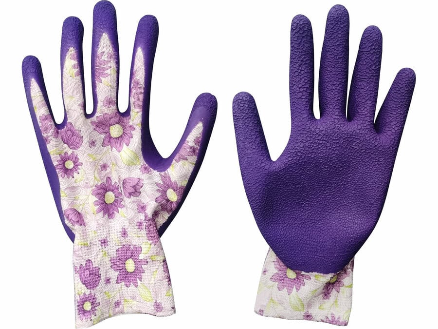 Seamless Polyester Gloves, Latex-Coated Palm and Fingers, Size 7