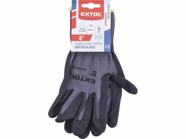 Seamless Nylon Gloves, Microporous Nitrile-Coated Palm and Fingers, Size 8