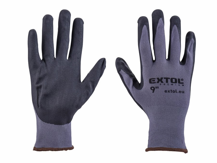 Seamless Nylon Gloves, Microporous Nitrile-Coated Palm and Fingers, Size 9
