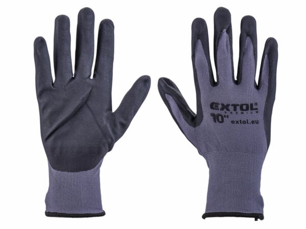 Seamless Nylon Gloves, Microporous Nitrile-Coated Palm and Fingers, Size 10