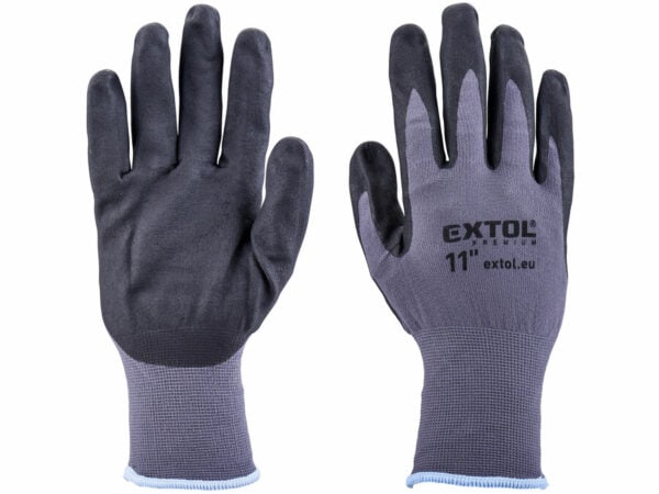Seamless Nylon Gloves, Microporous Nitrile-Coated Palm and Fingers, Size 11