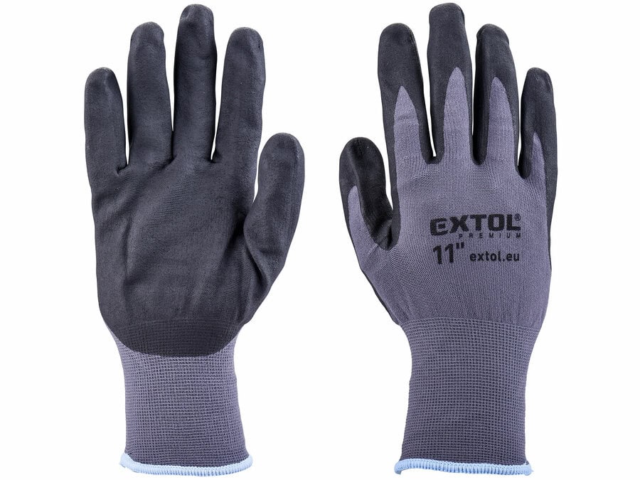 Seamless Nylon Gloves, Microporous Nitrile-Coated Palm and Fingers, Size 11