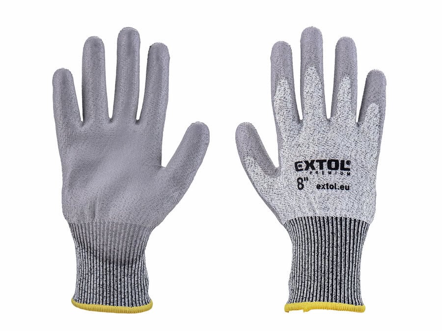 Cut-Resistant PU-Coated Gloves, Size 8