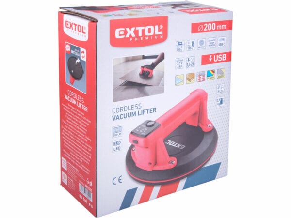 Cordless Vacuum Lifter, 200mm, Automatic Vacuum Hold, USB-C Rechargeable
