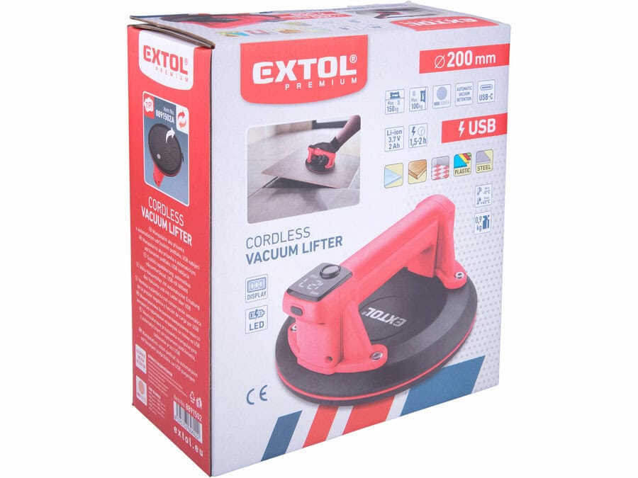 Cordless Vacuum Lifter, 200mm, Automatic Vacuum Hold, USB-C Rechargeable